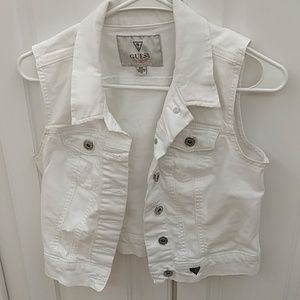 White designer guess vest for women